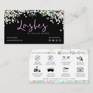 Lash Extensions Aftercare Instructions Holographic Business Card