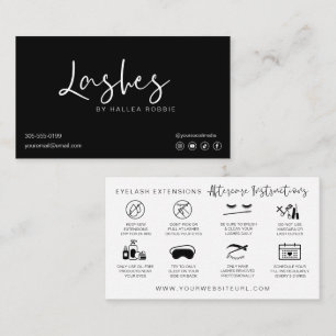 Lash Extensions Aftercare Instructions Modern Busi Business Card