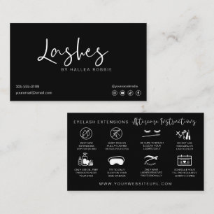 Lash Extensions Aftercare Instructions Modern Business Card