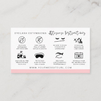 Lash Extensions Aftercare Instructions Modern Pink Business Card