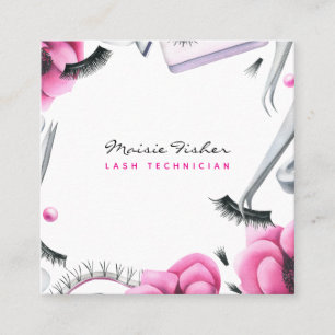 Lash Extensions Lashes Technician Beauty Salon Square Business Card