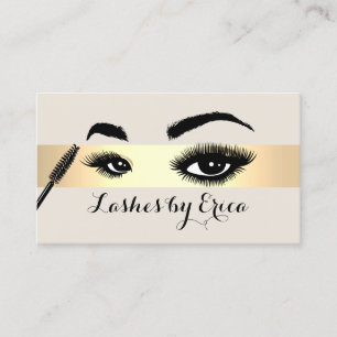 Lash Extensions Makeup Artist Gold Stripe Salon Business Card