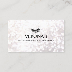 Lash Extensions White Bokeh Business Card