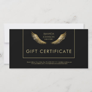 Lash Gift Certificate White Gold Wings Black Thank You Card