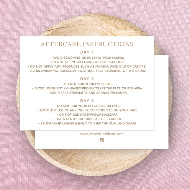Lash Lift and Tinting Aftercare Instructions  Business Card (Creator Uploaded)
