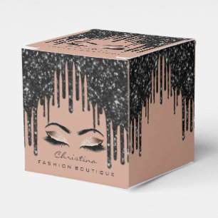 Lash Makeup Logo Glitter Black Drips Boutique Rose Favour Box