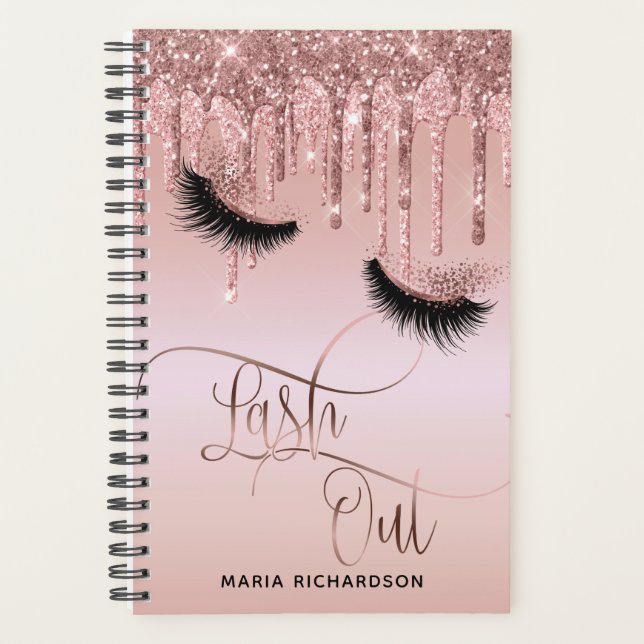 Lash Out Makeup Eyebrow Eyes Lashes Dripping Gold Planner (Front)