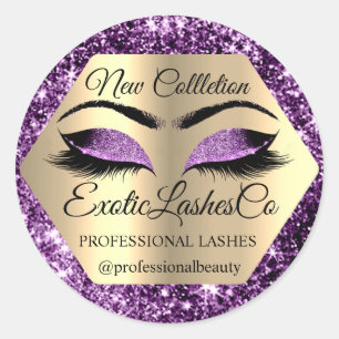 Lash Packaging Makeup Artist Gold Eyes glitter Classic Round Sticker