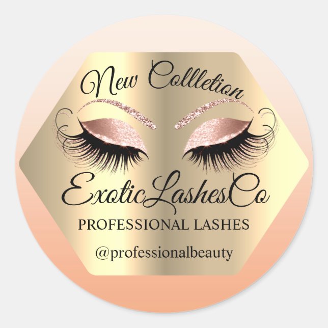 Lash Packaging Makeup Artist Gold Eyes Rose Classic Round Sticker (Front)