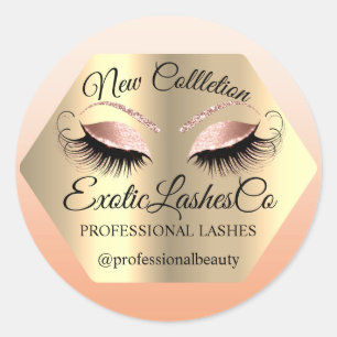 Lash Packaging Makeup Artist Gold Eyes Rose Classic Round Sticker