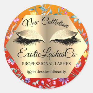 Lash Packaging Tropical Floral Spring Summer Eyes Classic Round Sticker