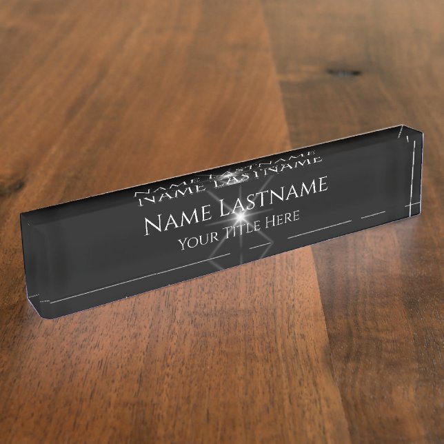 Lash Salon Makeup Artist Minimal Black White VIP Nameplate (Side)
