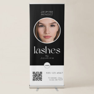 Lash Studio 1 Photo QR Black White Logo Salon Retractable Banner