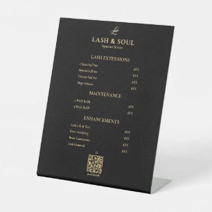 Lash Studio Beauty Salon Price List QR Black Pedestal Sign
