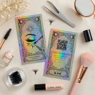 Lash Tech Business Card Holographic Beauty Salon