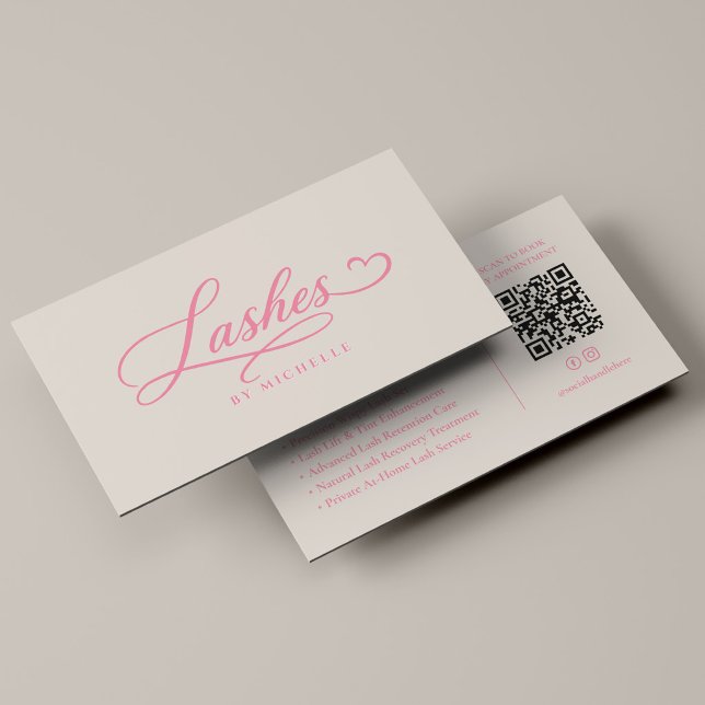 Lash Tech Elegant Lashes Script Pink Sand Business Card (Lash Tech Elegant Lashes Script Pink Sand Business Card
)