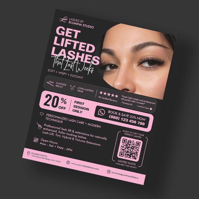 Lash Tech Lift Extensions Aesthetic Pink Black Flyer (Lash Tech Lift Extensions Aesthetic Pink Black Flyer
)
