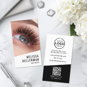 Lash Tech Photo Logo Vertical Business Card