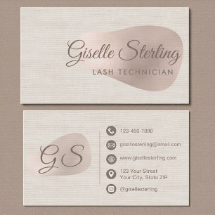 Lash Technician Beige Linen Beauty Business Card