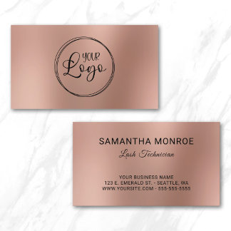 Lash Technician Business Logo Rose Gold Ombre Blur Card