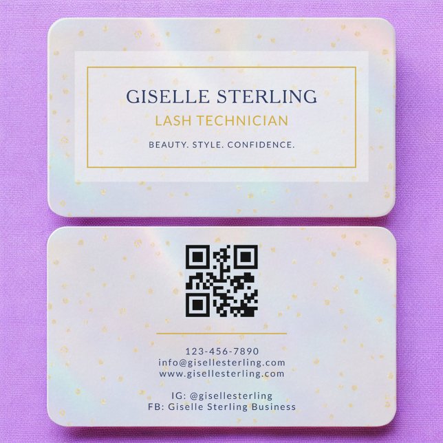 Lash Technician Holographic QR Code Business Card (Creator Uploaded)