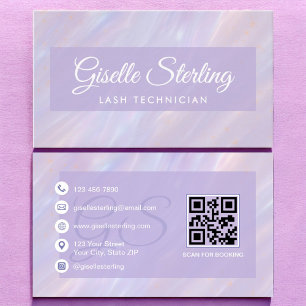 Lash Technician Iridescent Pastel Opal Holographic Business Card