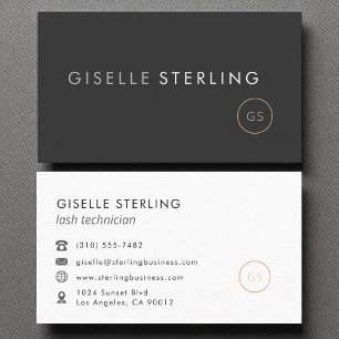 Lash Technician Minimalist Luxury Black Business Card