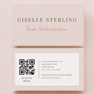 Lash Technician QR Code Blush Pink Business Card
