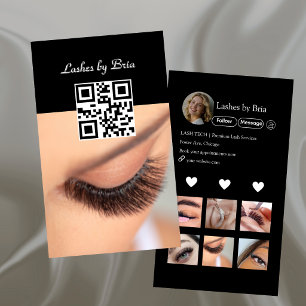 Lash Technician QR Code Photo Collage Business Card