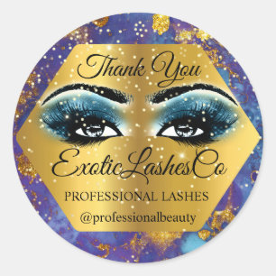 Lash Thank YOU  Makeup Artist  Eyes Blue Teal Classic Round Sticker