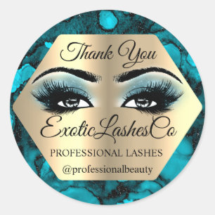 Lash Thank YOU Makeup Artist Gold Eyes Ocean Classic Round Sticker