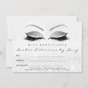 Lash White Silver Makeup Certificate Gift Glitter