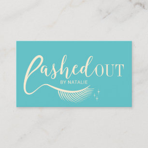 Lashed Out Eyelash Makeup Artist Teal & Gold Business Card
