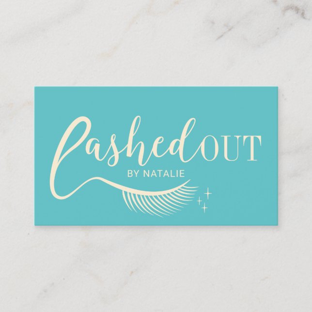 Lashed Out Eyelash Makeup Artist Teal & Gold Business Card (Front)