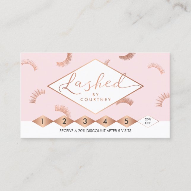 Lashed Text Lashes Pattern Pink/Rose Gold Loyalty (Front)