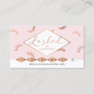 Lashed Text Lashes Pattern Pink/Rose Gold Loyalty Card