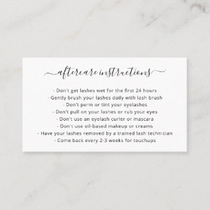 Lashes Aftercare Black and White Elegant Simple Business Card