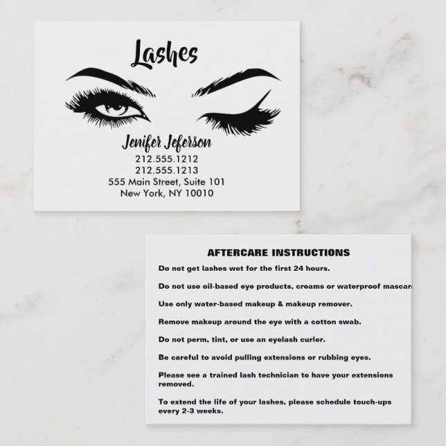 Lashes Aftercare Business Card (Front/Back)