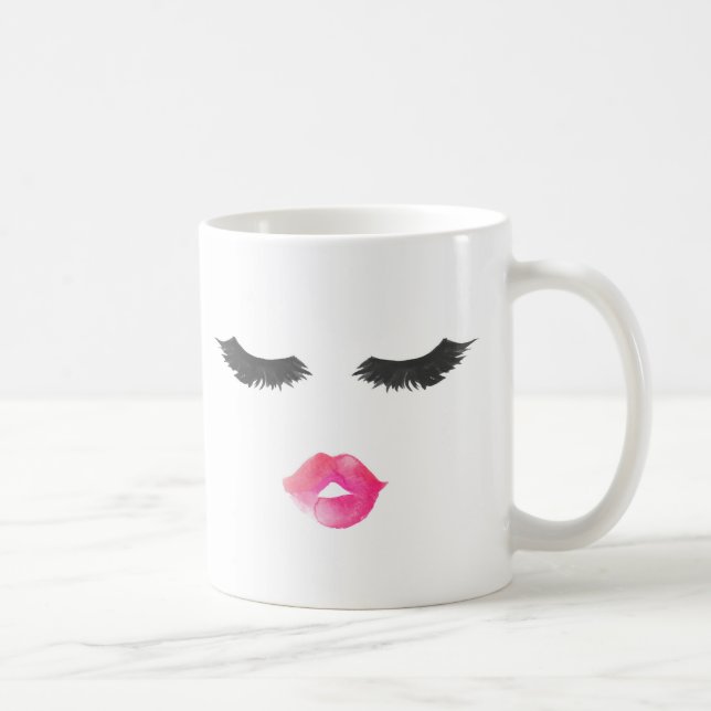 Lashes and Lips Mug, Coffee Mug, Makeup Mug Gift (Right)
