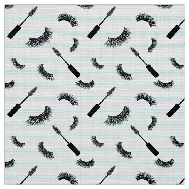 Lashes and mascara with silver glitter pattern fabric (Swatch)