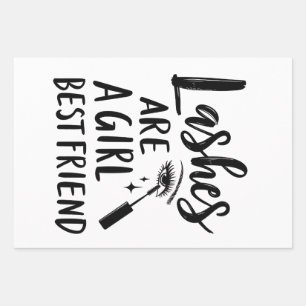Lashes Are a Girl’s Best Friend Make Up Wrapping Paper Sheet
