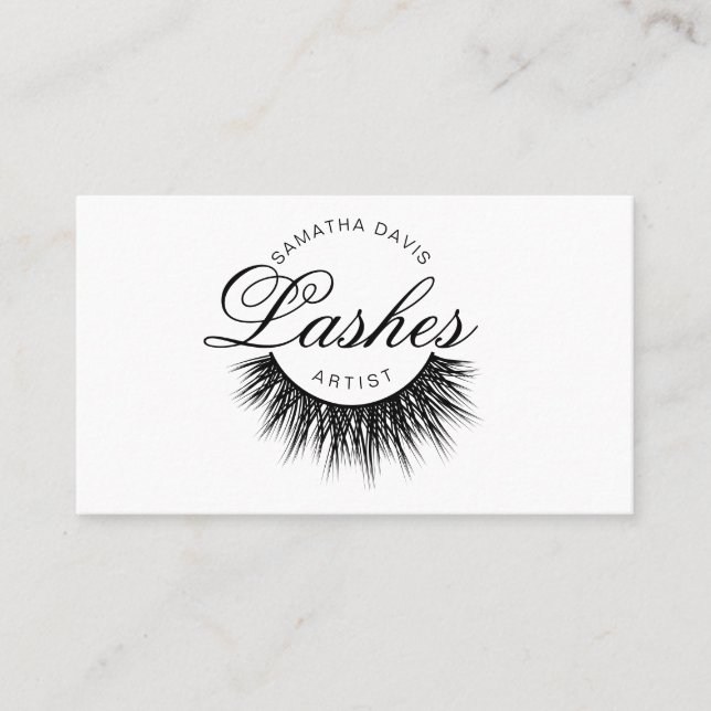 Lashes artist  in black colour  business card (Front)