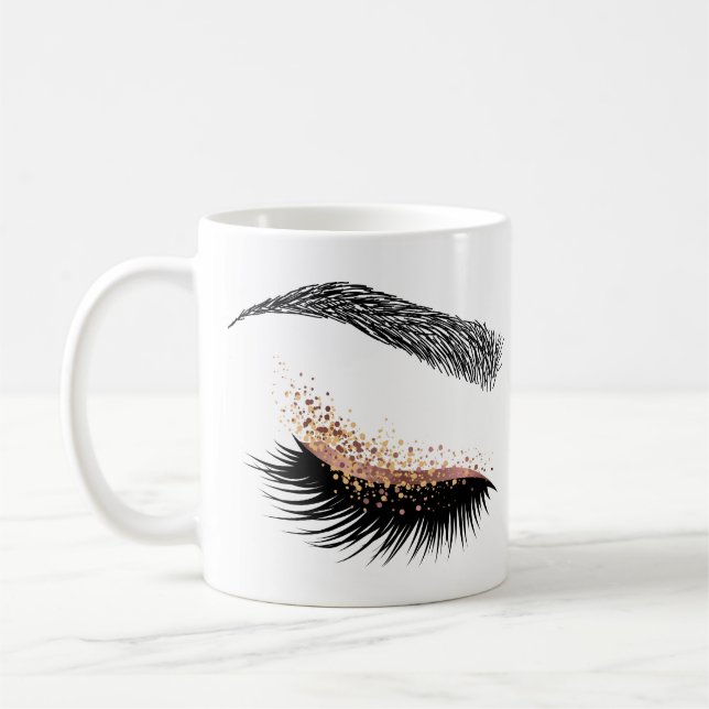 Lashes Beauty Makeup Girl Lash Extension Rose Mug (Left)