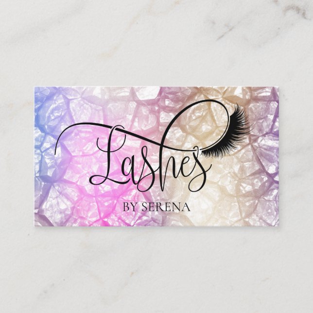 Lashes Beauty Makeup Girl Lash Holograph Diamond Business Card (Front)