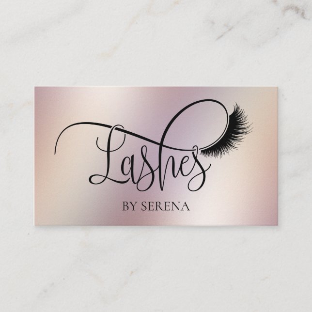 Lashes Beauty Makeup Girl Lash Holographic Foil Business Card (Front)