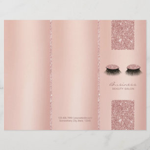 Lashes Beauty Salon Rose Gold Tri-Fold Bruchures