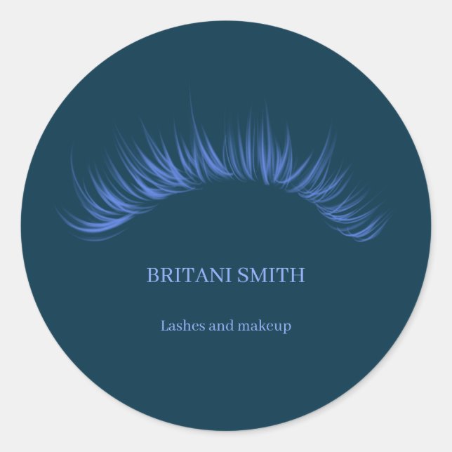 Lashes blue  classic, elegant  classic round sticker (Front)