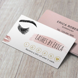 Lashes Brow Makeup Artist Blush Watercolor Loyalty Card