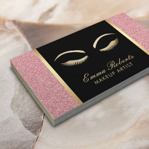 Lashes & Brow Makeup Artist Modern Rose Gold Salon Business Card