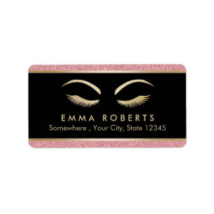 Lashes & Brow Makeup Artist Modern Rose Gold Salon Label